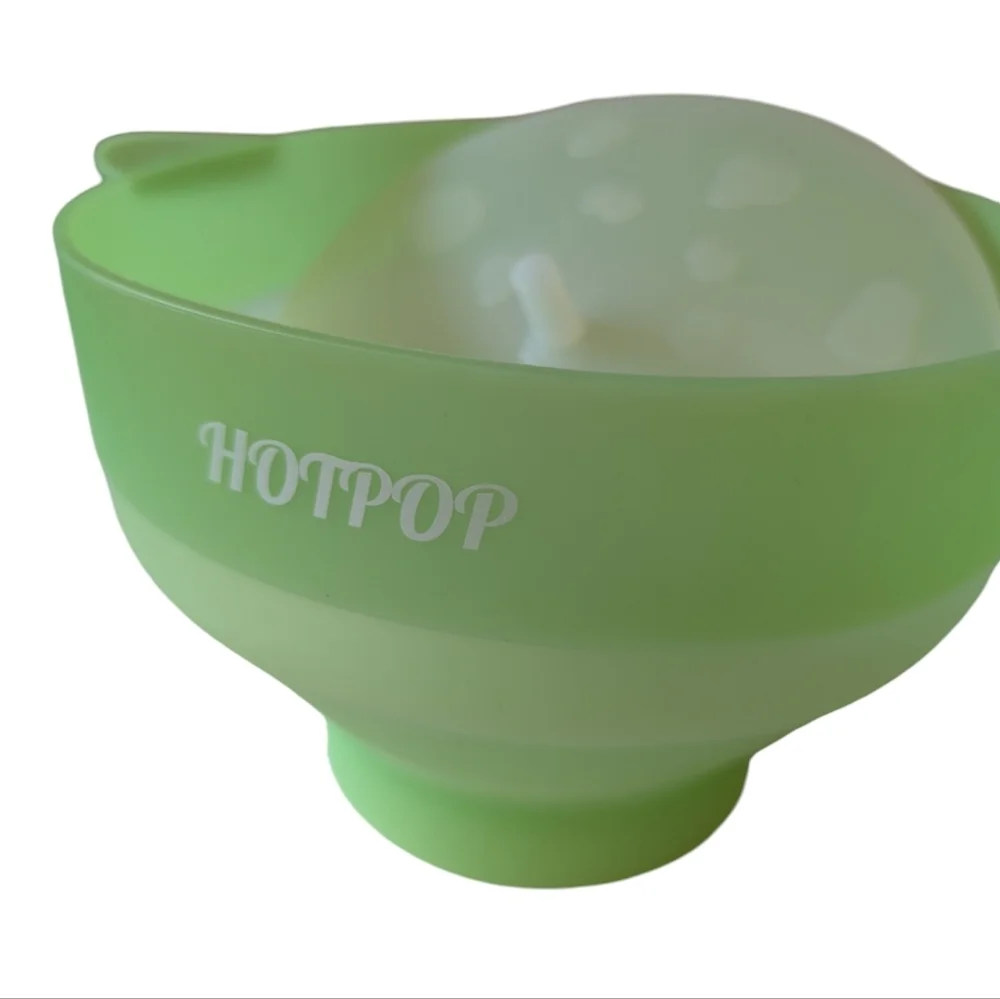 POPCORN POPPER Microwave Silicone Collapsible Hotpot Maker Bowl Green New